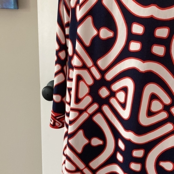 Laundry by Design 10 dress blue white red 3/4 sleeves - Picture 10 of 14